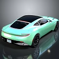 Pastel Green Modern Sports Car With Two Door Black Roof And Black Wheels