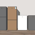 Modern Refrigerators And Freezers In Silver Gold White Colors Displayed In A Row