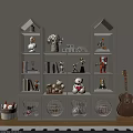 White Decorative Cabinet With Lit Shelves Stuffed Toys Books And Grid Doors
