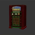 Classic Red Vintage Jukebox with Retro Design and Decorative Grille Details