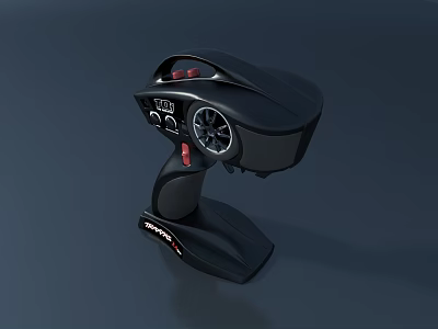Black Remote Control Device With Buttons Knobs And Steering Wheel Design 3d model