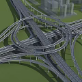 Multi Level Highway Interchange With Complex Road Network In Urban Area 3d model