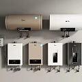 Multiple Colored Wall Mounted Water Heaters as Daily Electrical Appliances