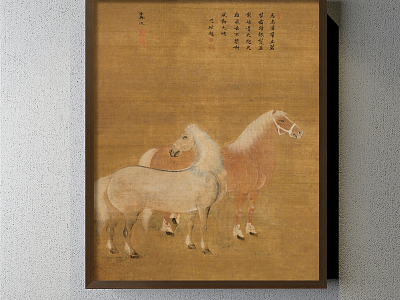 New Chinese Animal Painting Brown Study Water Horse Decorative Painting model