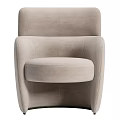 Brown Leather Accent Chair With Curved Arms And Ergonomic Backrest Design