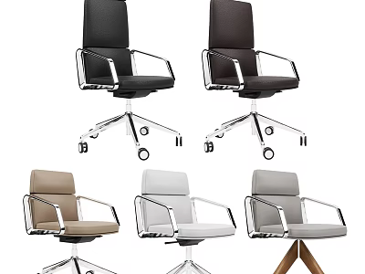 Modern Office Chair Collection with Metal Armrests Swivel Base and Various Colors 3d model