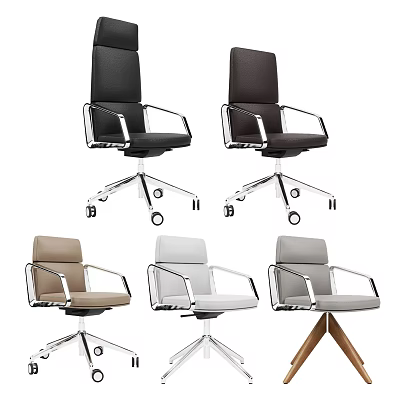Modern Office Chair Collection with Metal Armrests Swivel Base and Various Colors 3d model