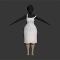 White Spaghetti Strap Dress with Front Button Design on Black Mannequin and Beige Stockings