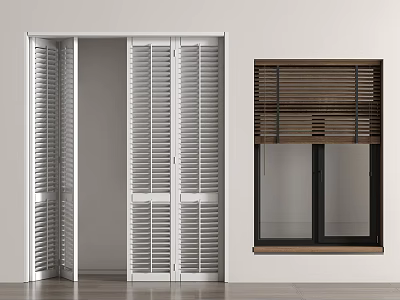 Modern White and Brown Door and Window Blinds Modern Interior Design 3d model