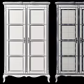 Light And Dark Glass Cabinets With Dishes Cups And Books For Home Interior