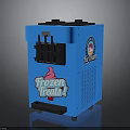 Blue Frozen Treat Machine With Dispensers Front Pedal And Frozen Treats Label