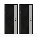 Modern Black Hinged Doors Featuring Vertical Light Strips And Sleek Handles 3d model