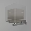 Modern Cream Colored Wall Lamp With Transparent Glass Frame And Woven Lampshade Mounted On Wall