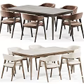 Modern Wooden Dining Table And Comfortable Upholstered Chairs Set For Home