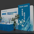 Tea Break Area With Technology Quality Theme Display Board And Decorative Drinks Flowers 3d model