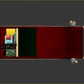 Festive Red Christmas Sleigh Decorated With Gold Patterns Green Cushion And Gifts