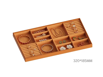 Practical Wooden Jewelry Storage Tray With Bracelets Earrings Necklaces And Divided Compartments 3d model