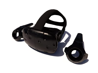 HTC VR Headset With Controllers For Immersive Virtual Reality Experience 3d model