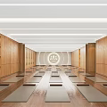 Yoga Fitness Studio Interior With Neatly Arranged Mats And Wooden Walls