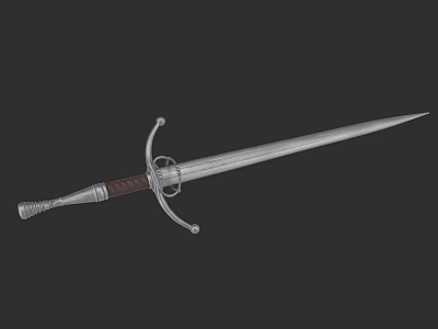 Medieval Weapon Sword With Steel Blade Wooden Grip And Ornate Hilt Design 3d model