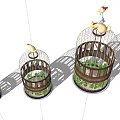 Unique Garden Ornaments With Birdcage Design Chicken Decorations And Green Plants