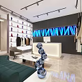 Modern Clothing Store Interior With Mannequins Clothing Racks Display Shelves And Spotlights