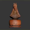 Red Horse Head Sculpture Unique Curved Design With Round Base Artistic Carving
