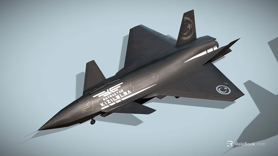 Advanced Black Fighter Jet With Sleek Aerodynamic Design and Military Emblems On Body 3d model 