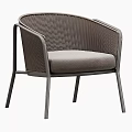 Modern Woven Rattan Leisure Chair With Padded Seat And Metal Frame