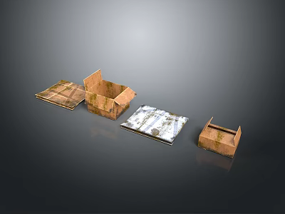 Durable Brown And White Cardboard Storage Boxes For Household Organizing Open Closed Design 3d model