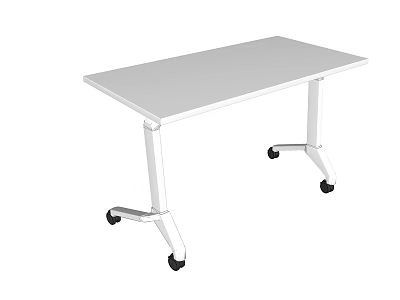 White Modern Conference Table With Rolling Wheels And Simple Design For Office Use 3d model