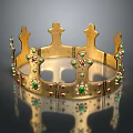 Gold Intricate Headdress Crown With Green And Red Gemstones Decorative Design
