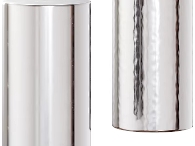 Silver Cylindrical Coffee Table With Different Textures Smooth And Rippled Surface 3d model