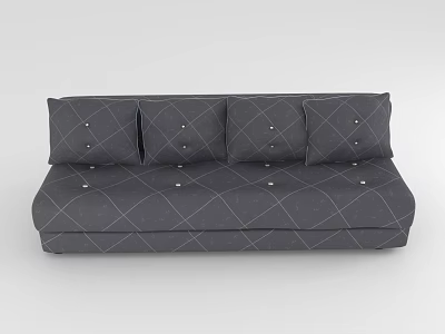 Modern Gray Sectional Sofa With Diamond Tufted Design And Button Detail Cushions 3d model