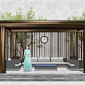 New Chinese style gallery pavilion gallery 3d model