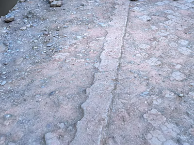 Ground With A Long Crack Rough Texture And Small Pebbles 3d model