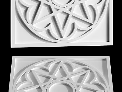 Elegant White Geometric Decorative Ornament Set With Intricate Square Cutout Design 3d model