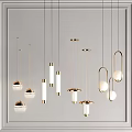 Modern Gold Pendant Lights Featuring Glass Balls Cylindrical Tubes And Ring Shapes