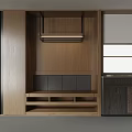 Minimalist Wooden Interior Featuring Recessed Bench Hanging Lighting Window And Storage Cabinets