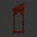 Red Wooden Functional Table With Carved Legs And Classic Storage Design 3d model