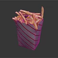 Crispy French Fries Served in Red and White Striped Paper Container