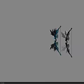 Decorative Bow Weapon With Blue And Black Design And Feather Accents For Archery Use