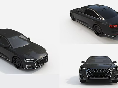 Black Luxury Sedan Showcased In Front View Side Profile And Rear Design With Sleek Exterior 3d model