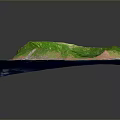 Lush Green Island Landscape With Ocean Coastline And Central Mountainous Terrain