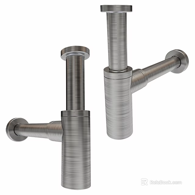 Modern Bathroom Washbasin Featuring Wall Mounted Stainless Steel Brushed Faucet Design 3d model 