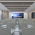Modern Conference Room Interior With Arranged Chairs Podium And Large Screen