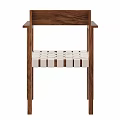Minimalist Single Chair With Wooden Frame Armrests And Woven Seat