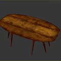Classic Wooden Oval Dining Table with Grainy Surface and Slender Legs