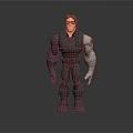 3D Sci Fi Character In Purple Uniform With Mechanical Arm Brown Hair And Sunglasses