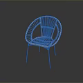 Modern Rattan Leisure Chair With Round Backrest And Black Metal Legs